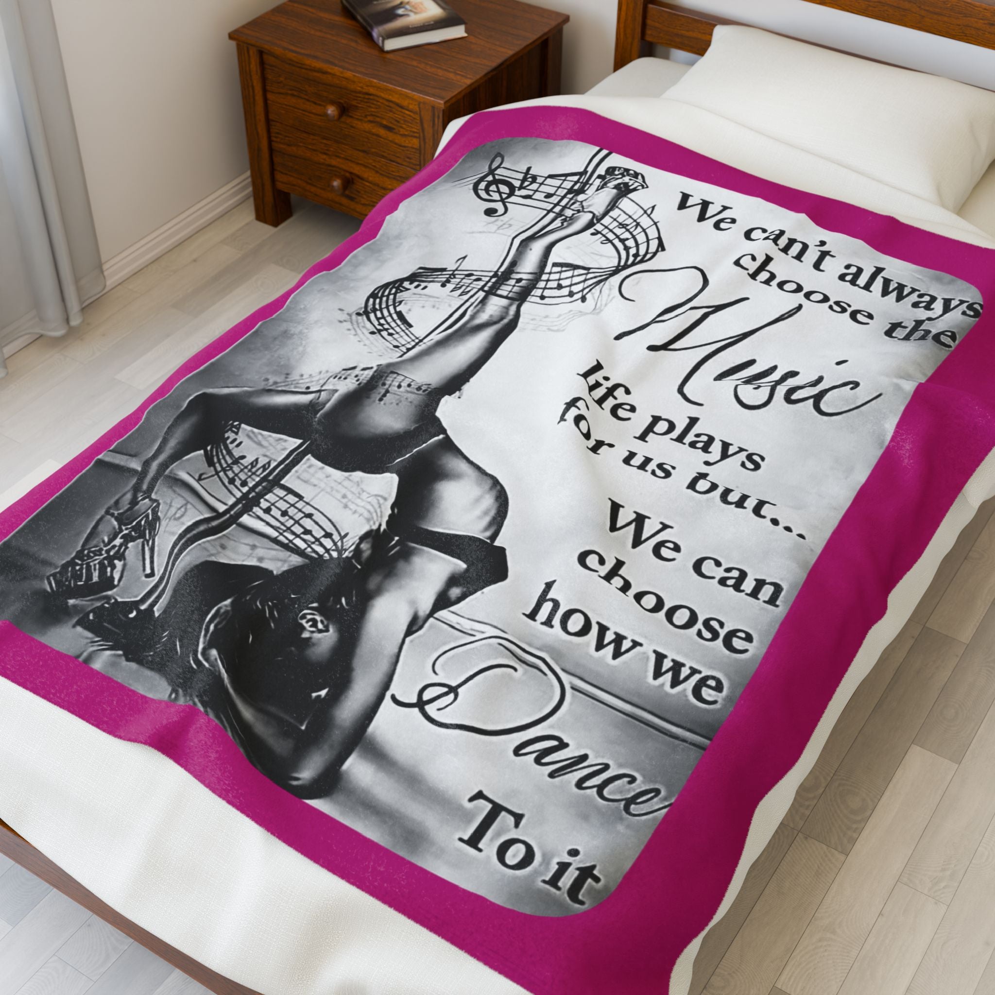 Dance Quote Velveteen Plush Blanket – “We can't always choose the music…” Inspirational Dance Throw